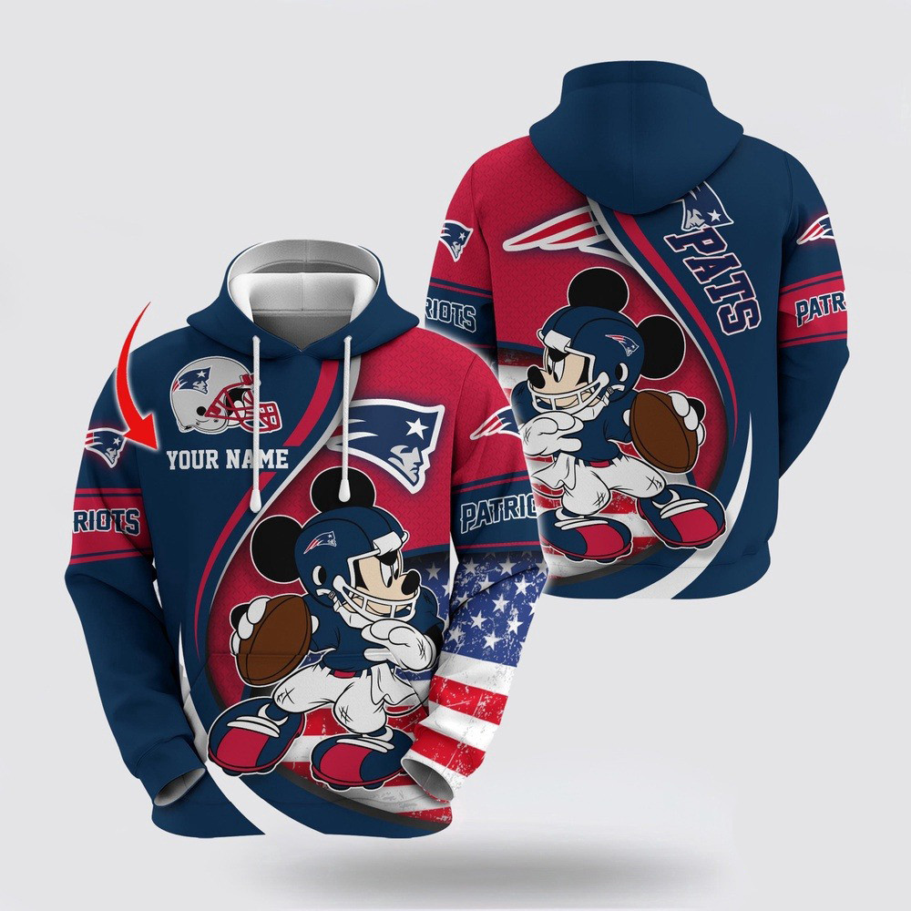 Personalized NFL New England Patriots Mickey Mouse 100 Year Anniversary Hoodie