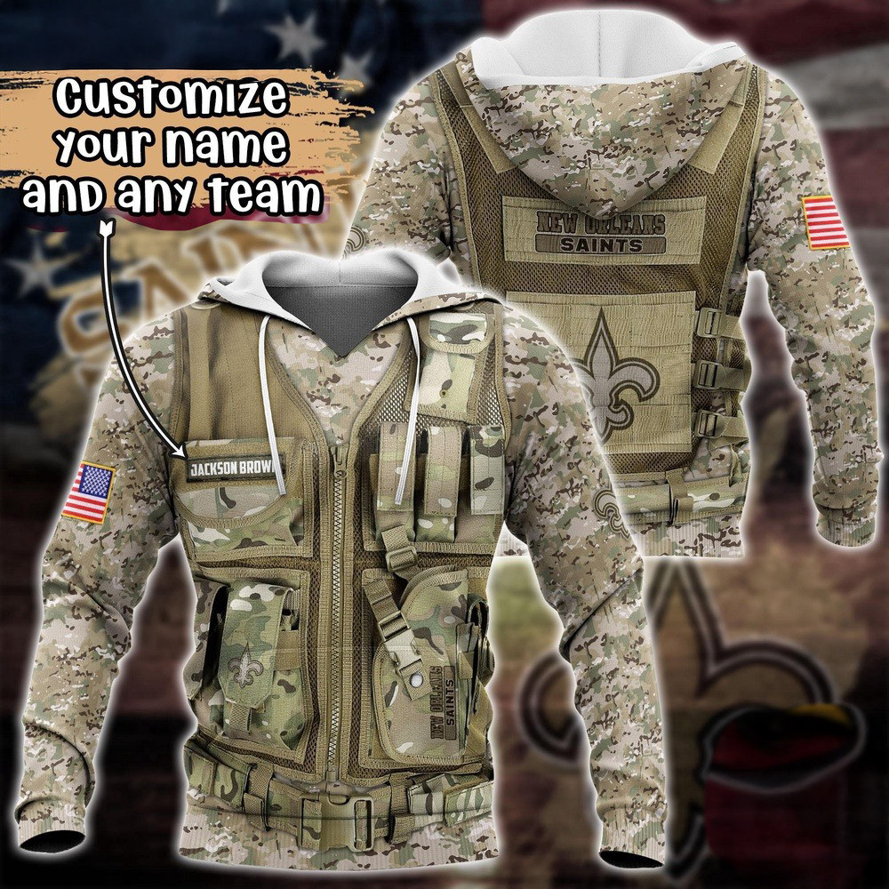 Personalized NFL New Orleans Saints Camo Hoodie Gifts For Football Fan