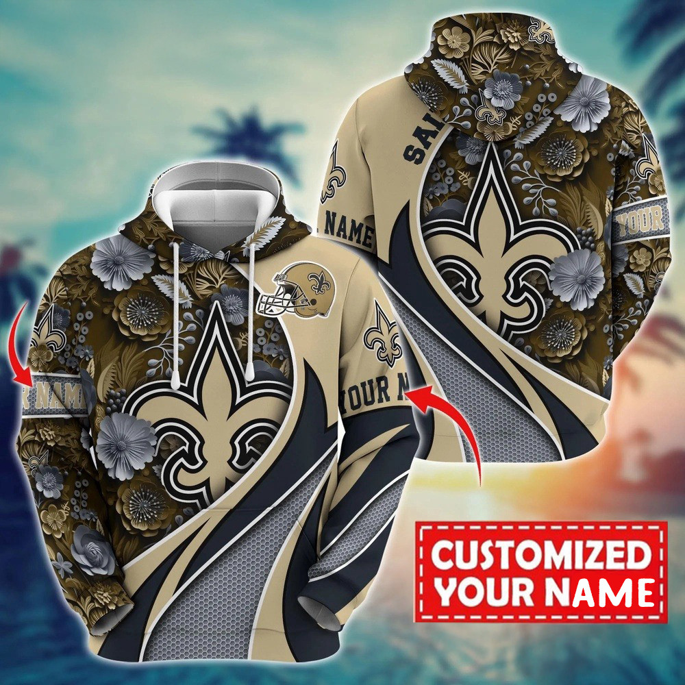 Personalized NFL New Orleans Saints Flower 3D Hoodie Best Gifts For Football Fans