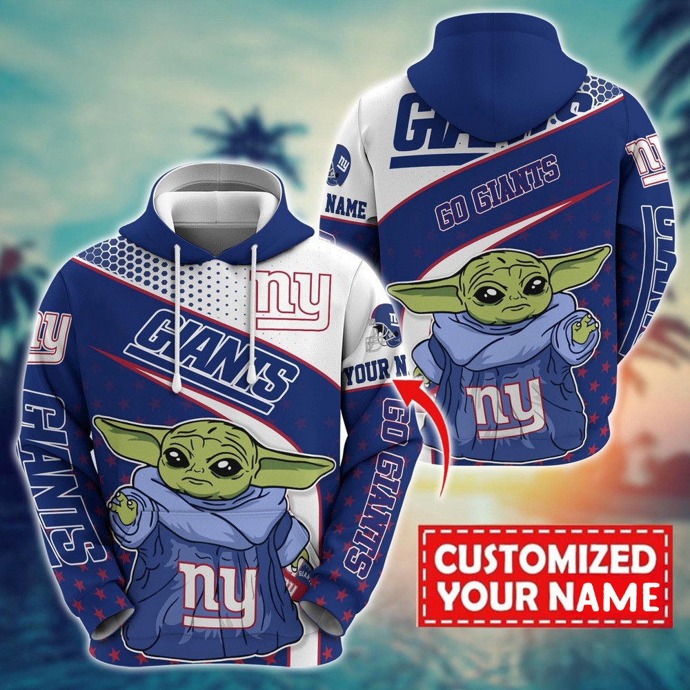 Personalized NFL New York Giants Baby Yoda Hoodie Best Gift For Football Lovers