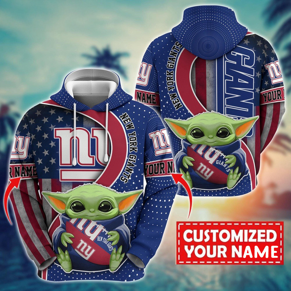 Personalized NFL New York Giants Baby Yoda Hoodie For Fans Gifts