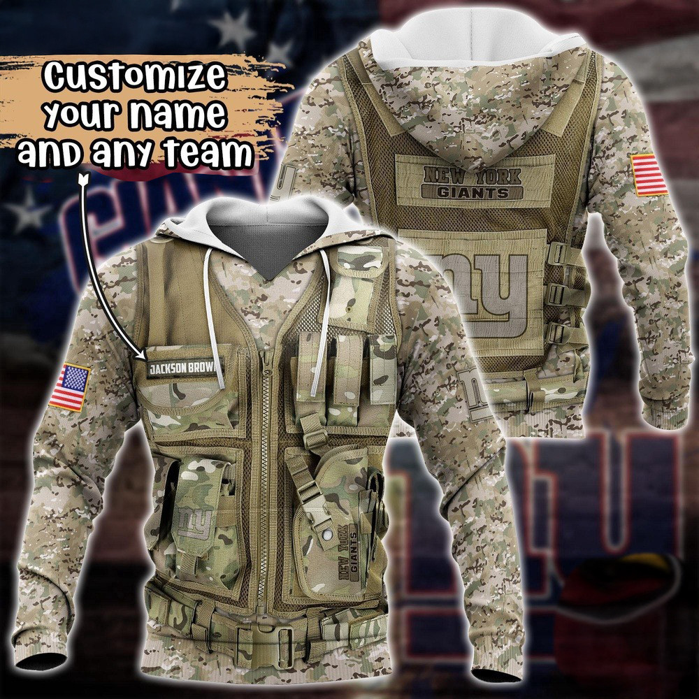 Personalized NFL New York Giants Camo Hoodie Unique Gifts For Football Fans