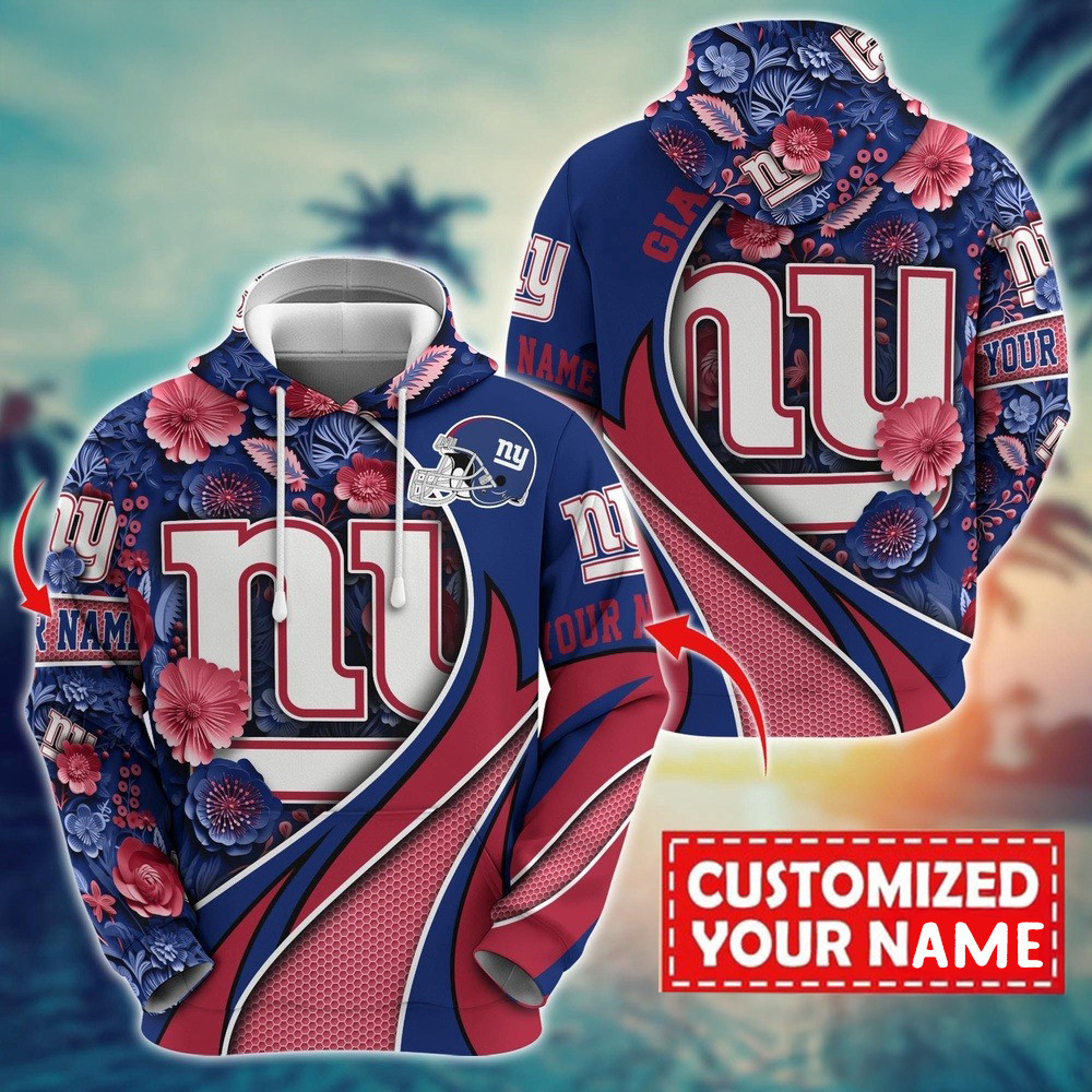 Personalized NFL New York Giants Flower 3D Hoodie Best Gifts For NFL Fans