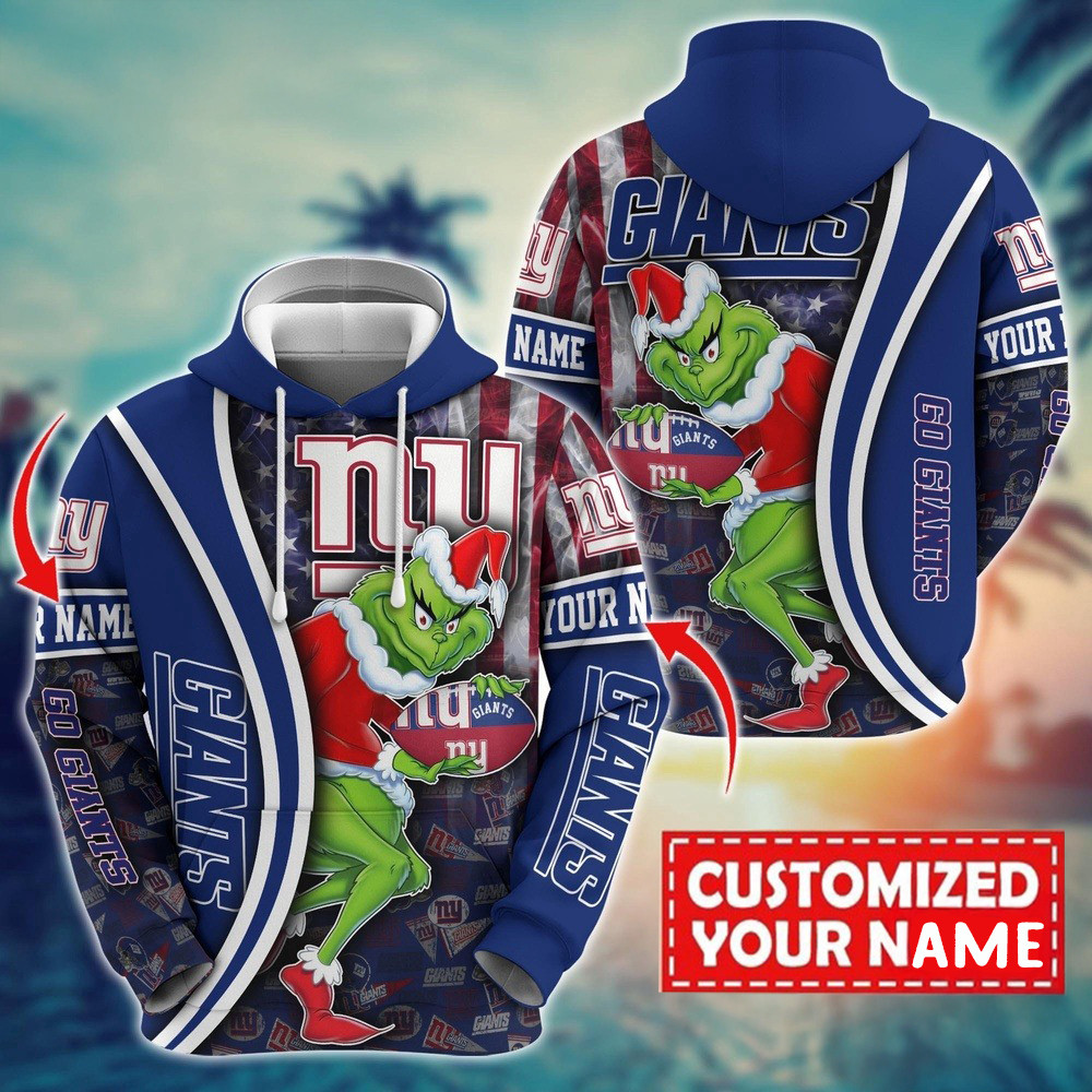 Personalized NFL New York Giants Grinch Hoodie Football Gifts For Men