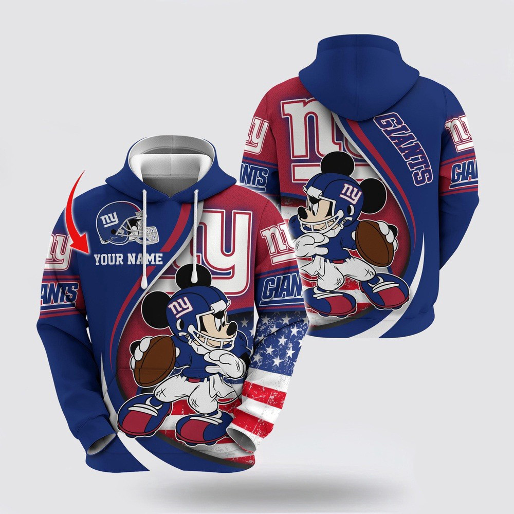 Personalized NFL New York Giants Mickey Mouse 100 Year Anniversary Hoodie Husband Gifts
