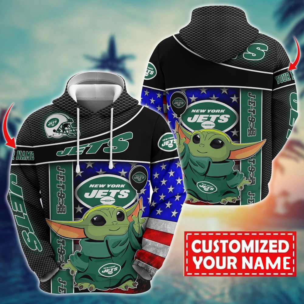 Personalized NFL New York Jets Baby Yoda Hoodie Best Football Gifts