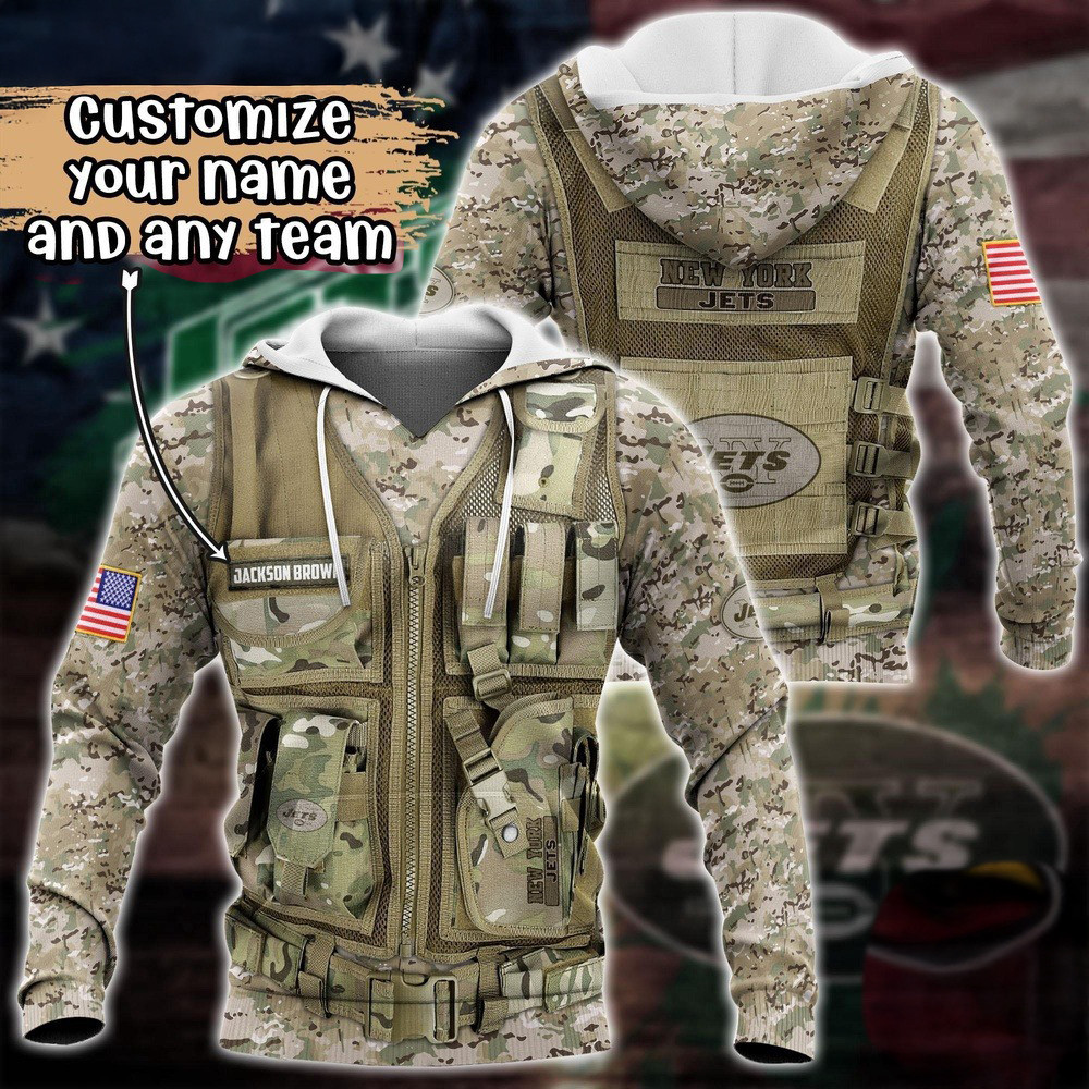 Personalized NFL New York Jets Camo Hoodie Gifts For Football Fan