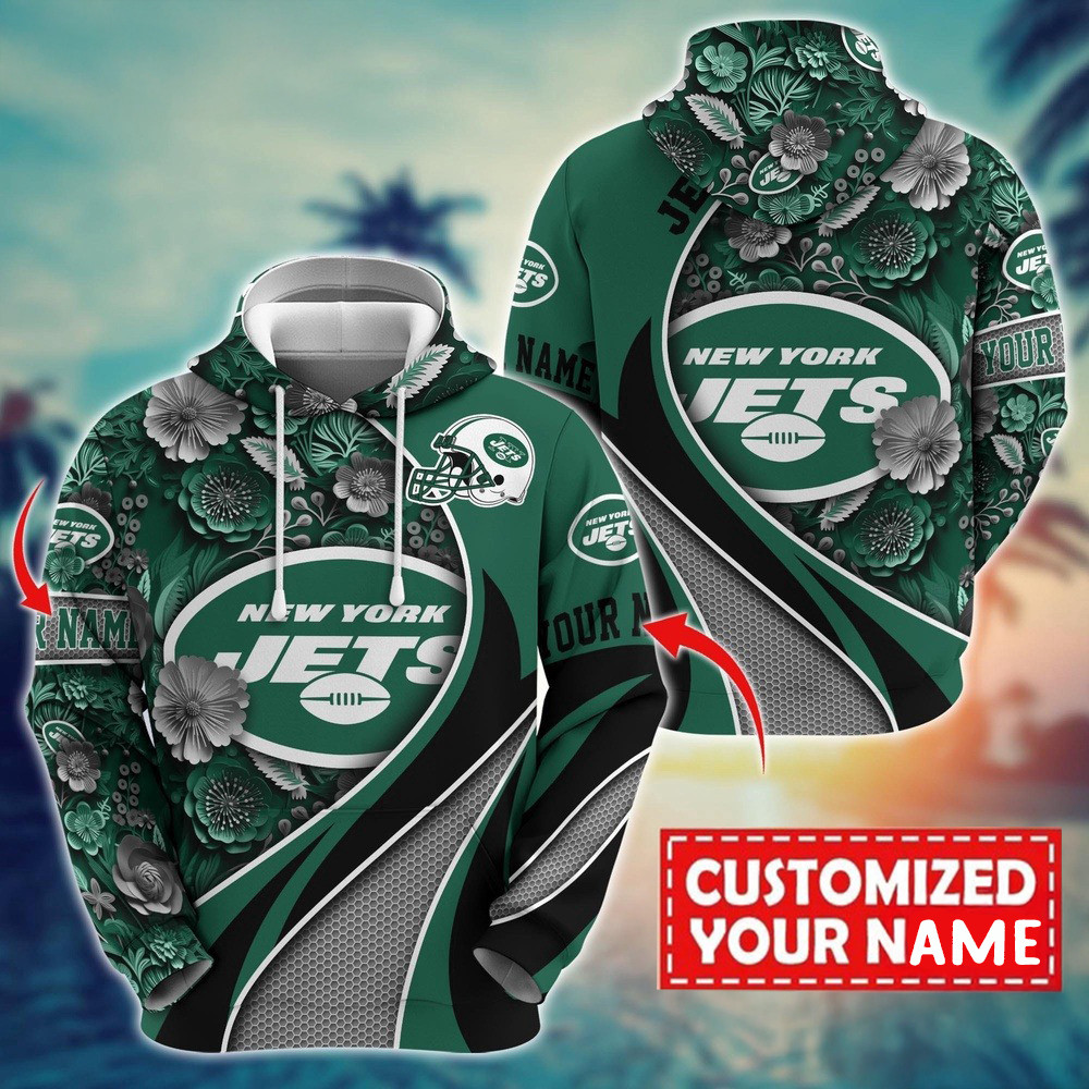 Personalized NFL New York Jets Flower 3D Hoodie Best Gifts For Football Fans