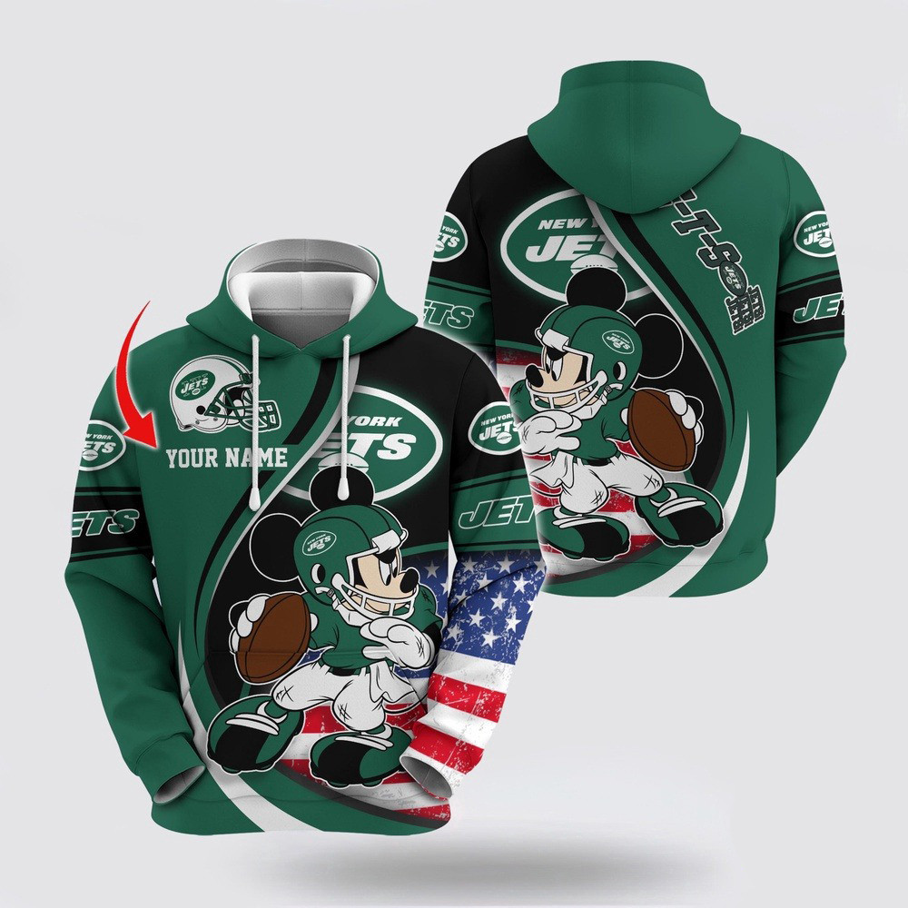 Personalized NFL New York Jets Mickey Mouse 100 Year Anniversary Hoodie Gifts For Son