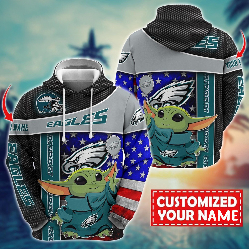 Personalized NFL Philadelphia Eagles Baby Yoda Hoodie Unique Gifts For Football Lovers