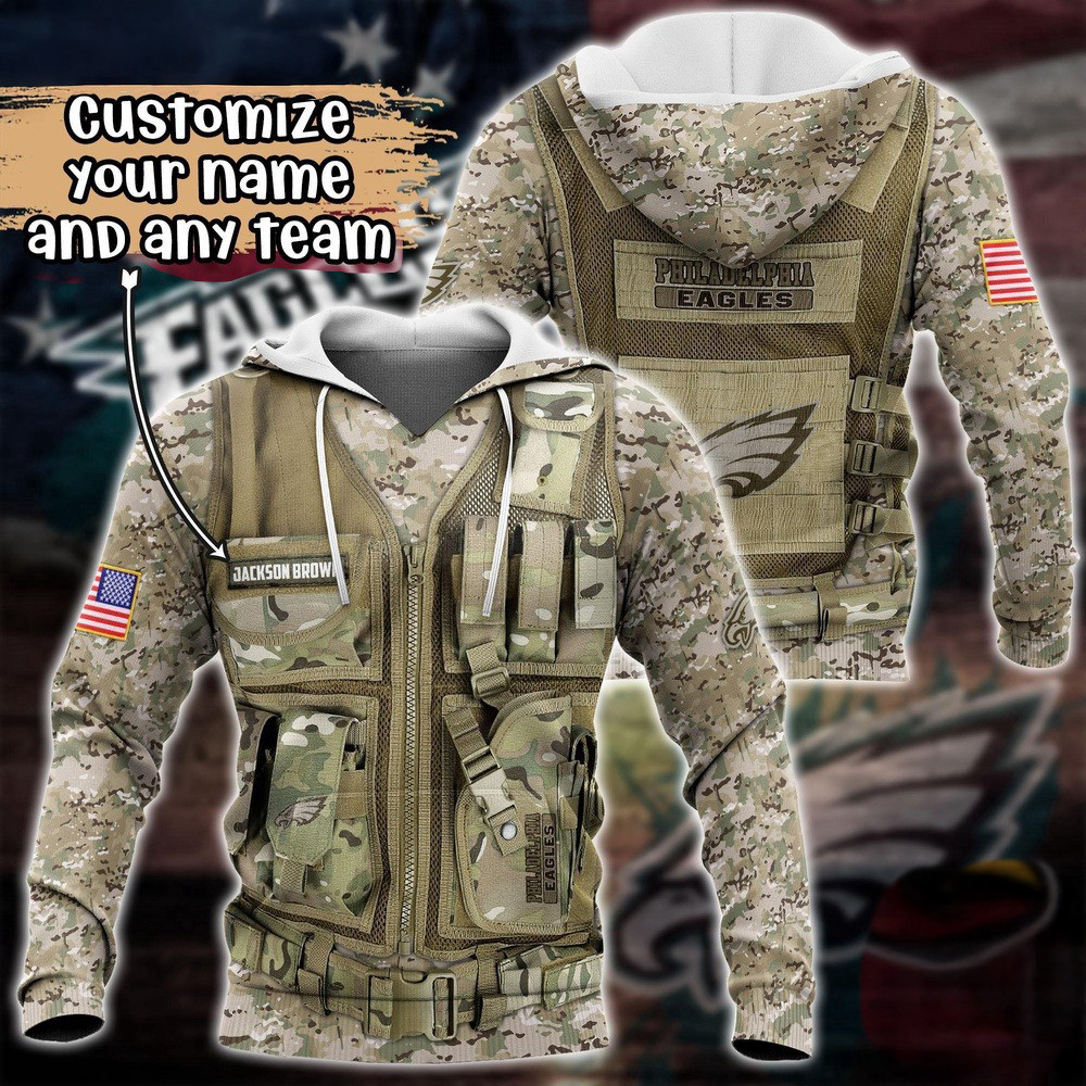 Personalized NFL Philadelphia Eagles Camo Hoodie Unique Gifts For Football Fans