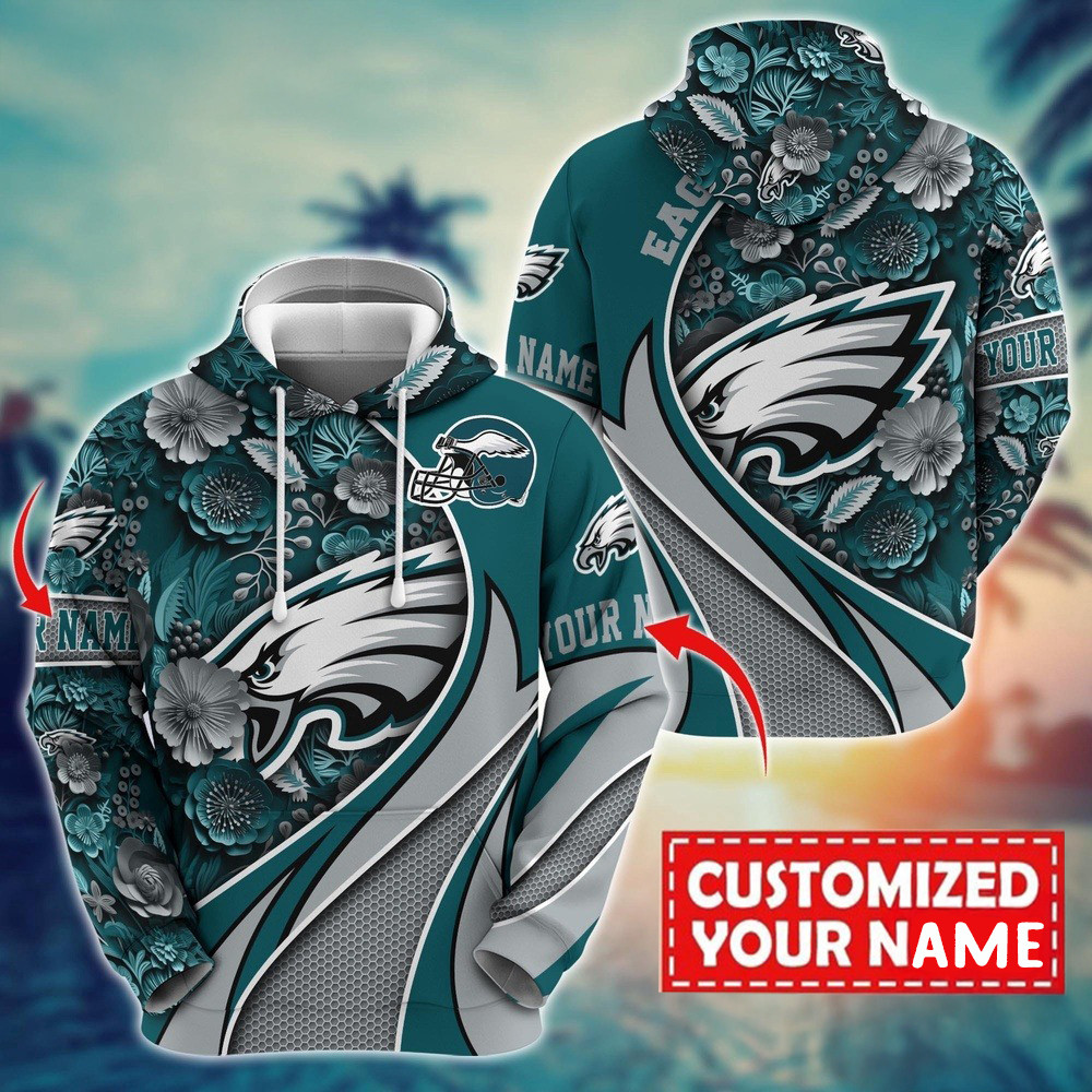 Personalized NFL Philadelphia Eagles Flower 3D Hoodie Best Gifts For NFL Fans