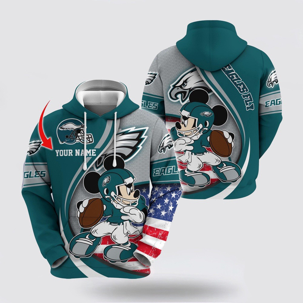 Personalized NFL Philadelphia Eagles Mickey Mouse 100 Year Anniversary Hoodie Gifts For Fans