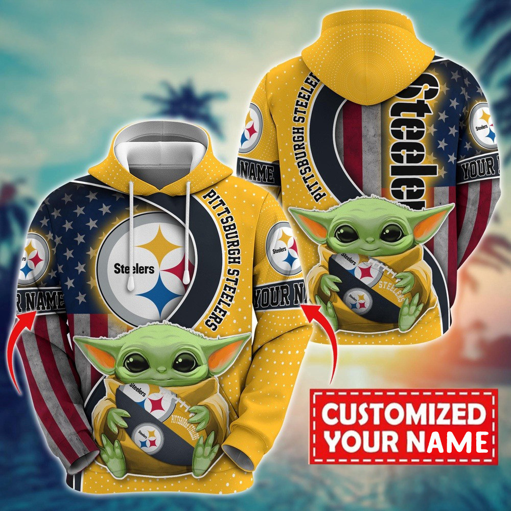 Personalized NFL Pittsburgh Steelers Baby Yoda Hoodie For Fans Gifts