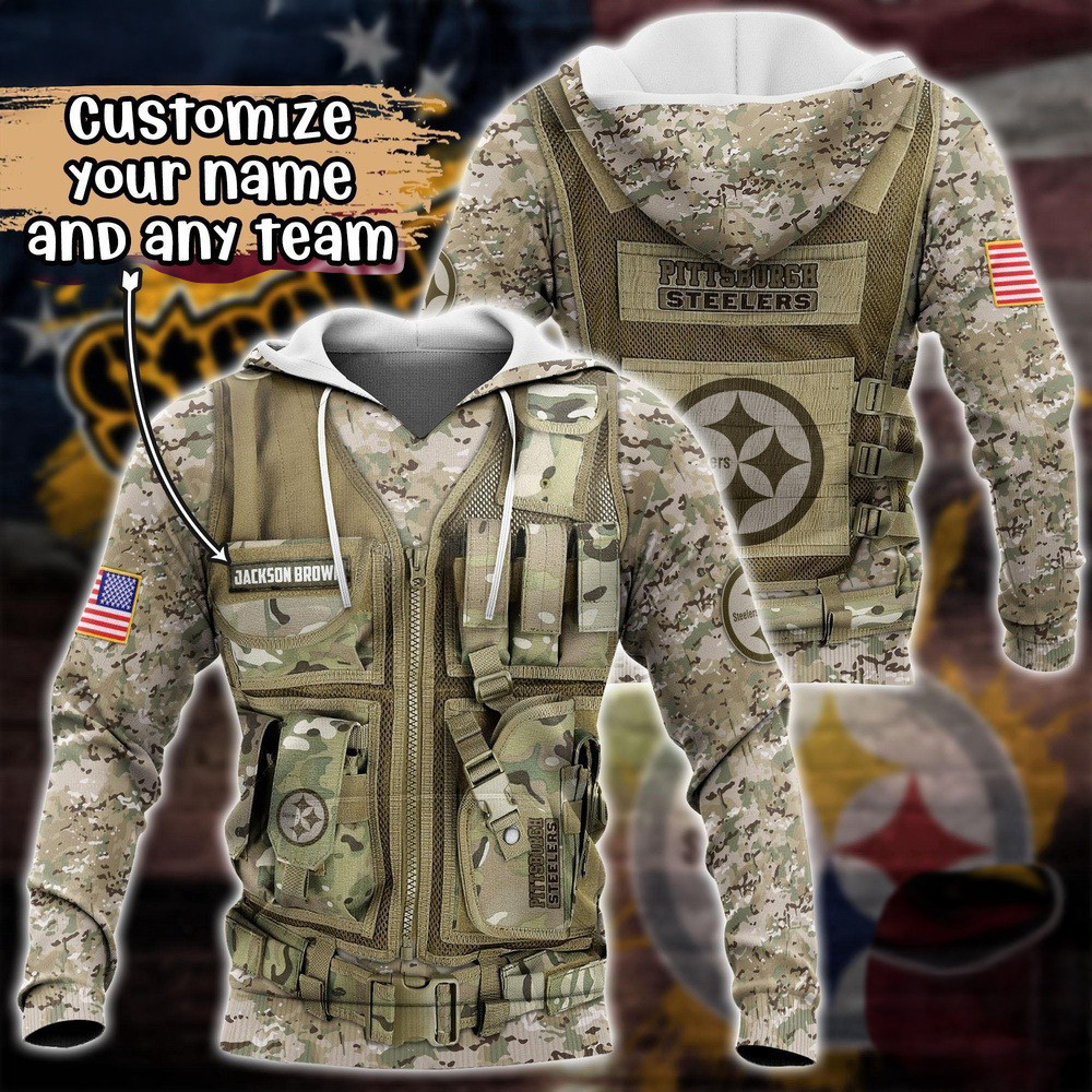 Personalized NFL Pittsburgh Steelers Camo Hoodie Gifts For Football Fan
