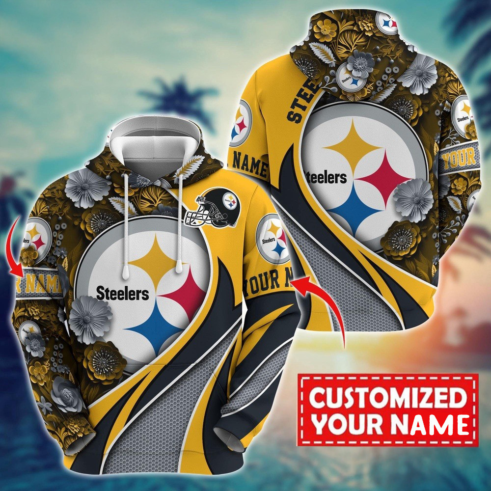 Personalized NFL Pittsburgh Steelers Flower 3D Hoodie Best Gifts For Football Fans