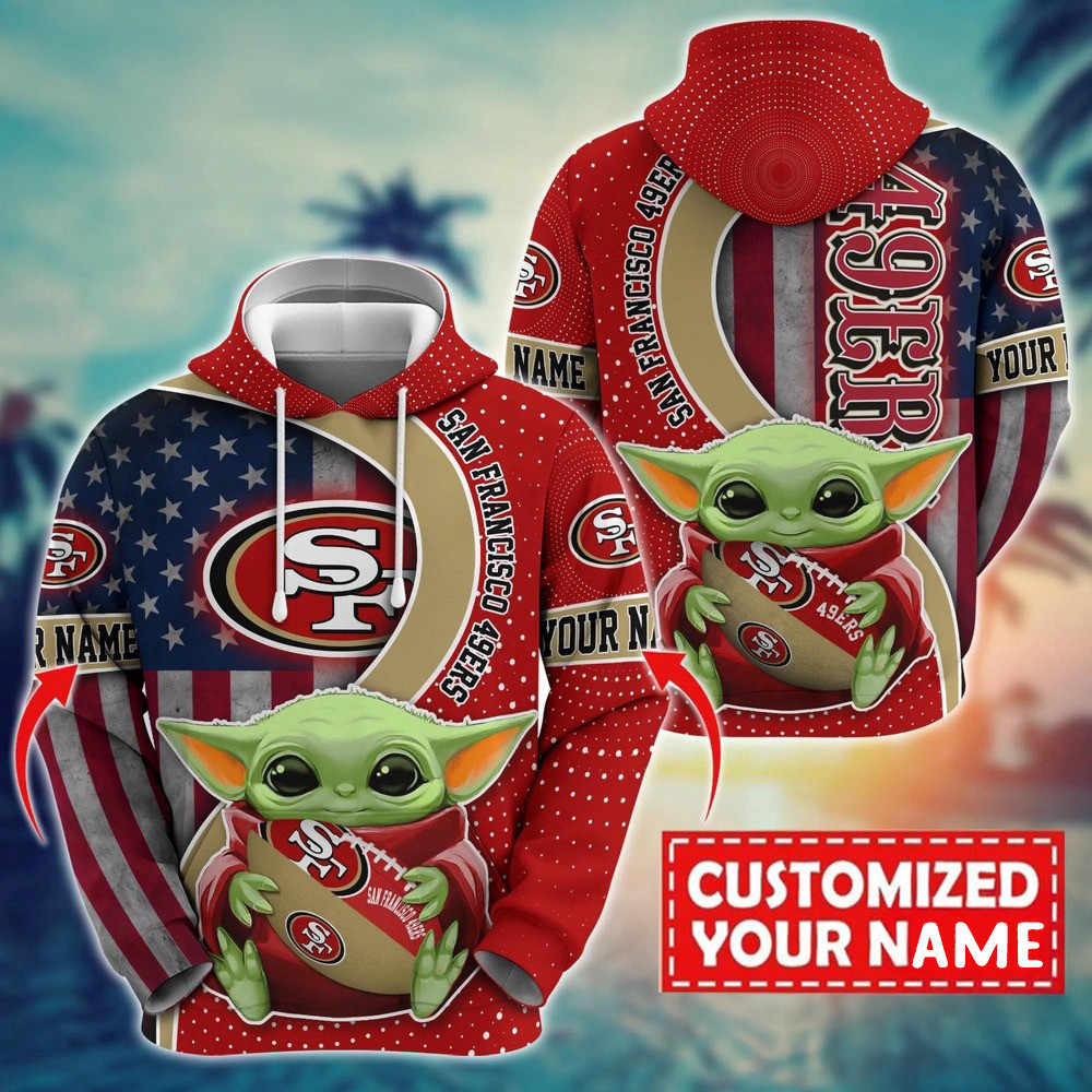 Personalized NFL San Francisco 49ers Baby Yoda Hoodie For Fans Gifts For Him