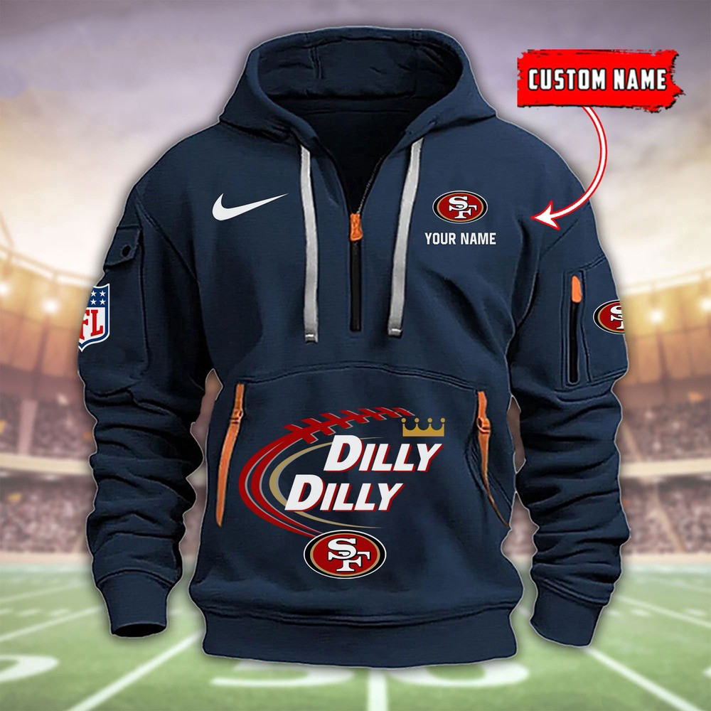 Personalized NFL San Francisco 49ers Dilly Dilly Quarter Half Zip Hoodie For Football Lovers