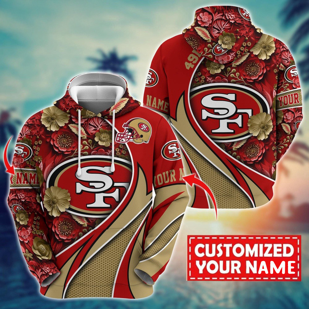 Personalized NFL San Francisco 49ers Flower 3D Hoodie Presents For Football Lovers