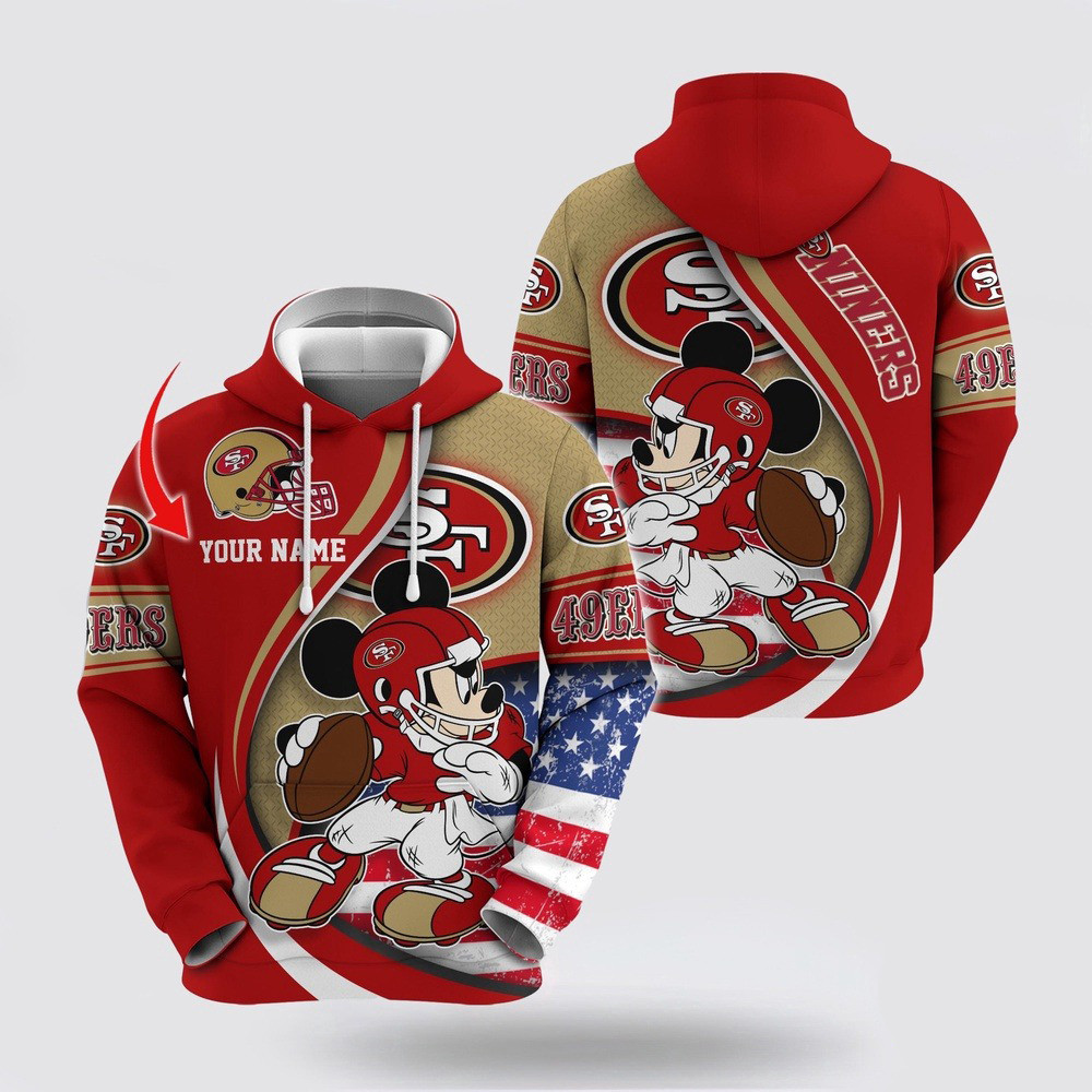 Personalized NFL San Francisco 49ers Mickey Mouse 100 Year Anniversary Hoodie Fans Gifts
