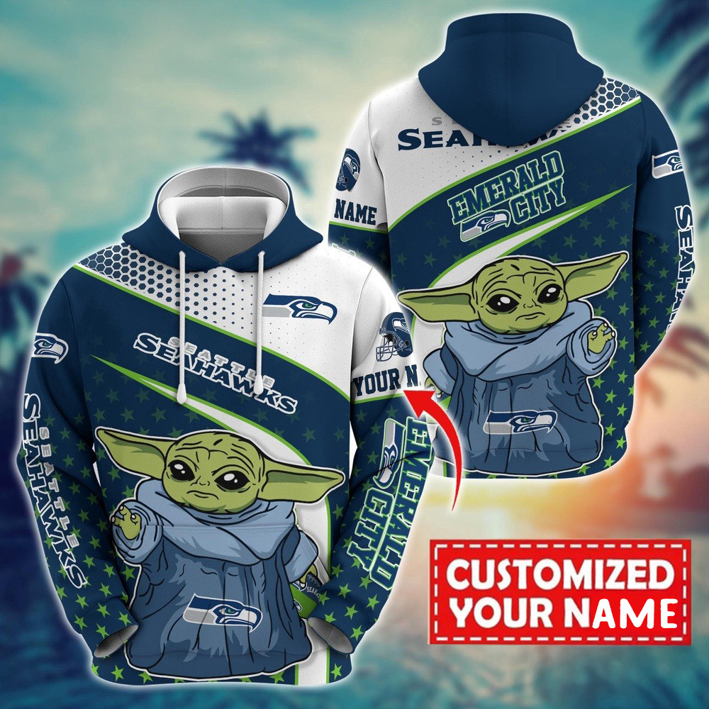 Personalized NFL Seattle Seahawks Baby Yoda Hoodie Football Related Gifts