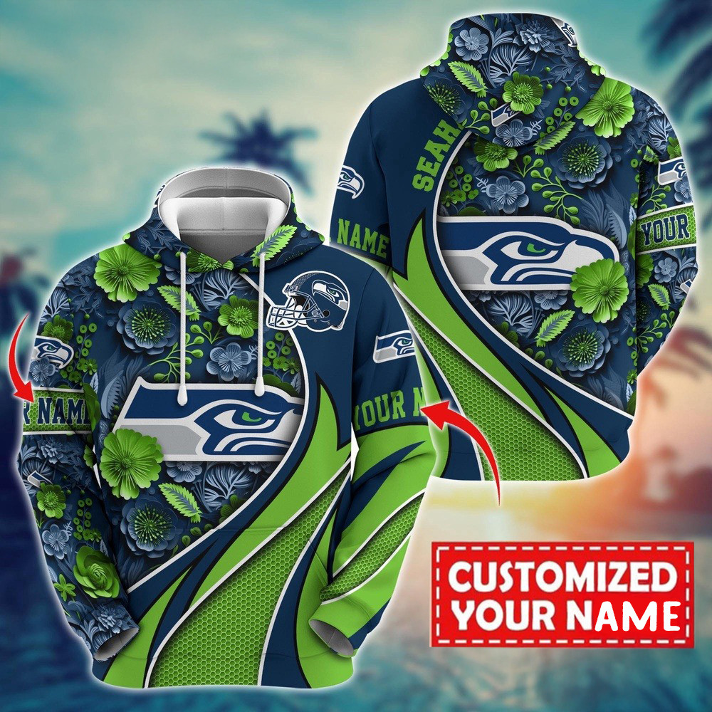 Personalized NFL Seattle Seahawks Flower Hoodie Presents For Football Fans