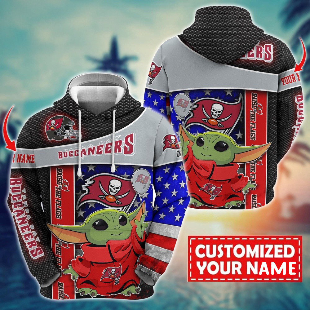 Personalized NFL Tampa Bay Buccaneers Baby Yoda Hoodie Best Gift For Football Lovers