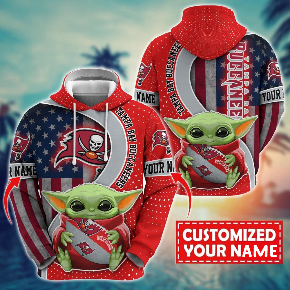 Personalized NFL Tampa Bay Buccaneers Baby Yoda Hoodie For Fans Husband Gifts