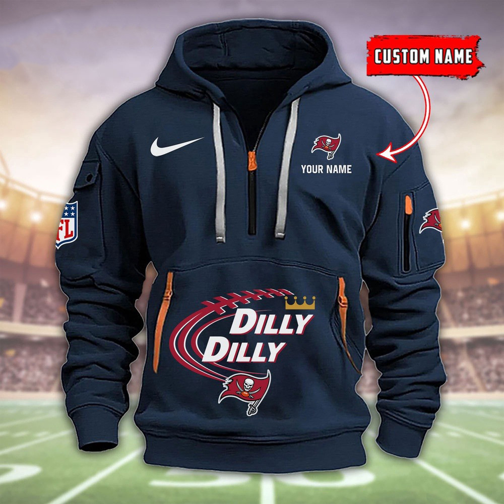Personalized NFL Tampa Bay Buccaneers Dilly Dilly Quarter Zip Hoodie Football Fan Merch