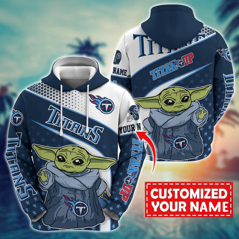 Personalized NFL Tennessee Titans Baby Yoda Hoodie Football Gifts For Men