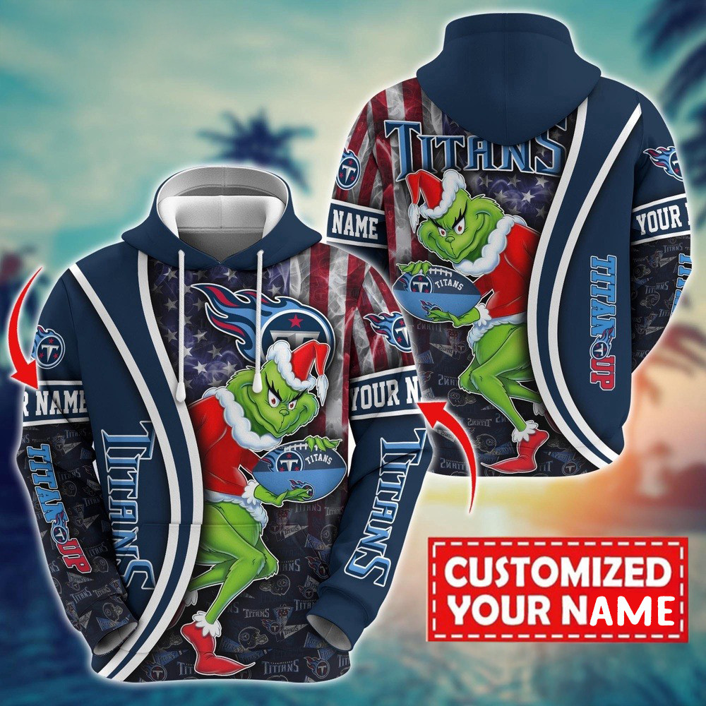 Personalized NFL Tennessee Titans Grinch Hoodie Best Gifts For Football Fans
