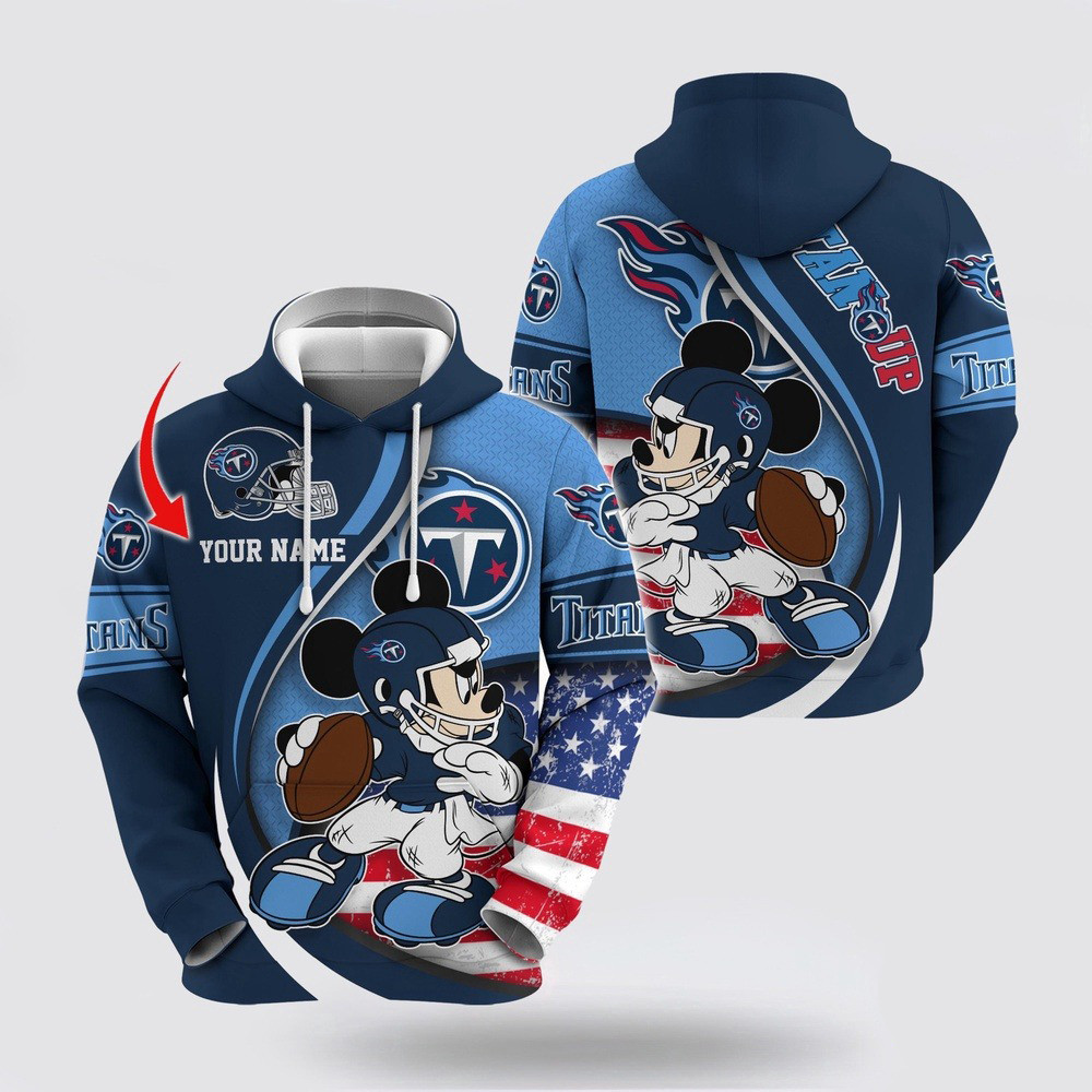 Personalized NFL Tennessee Titans Mickey Mouse 100 Year Anniversary Hoodie Football Fan Gift Ideas