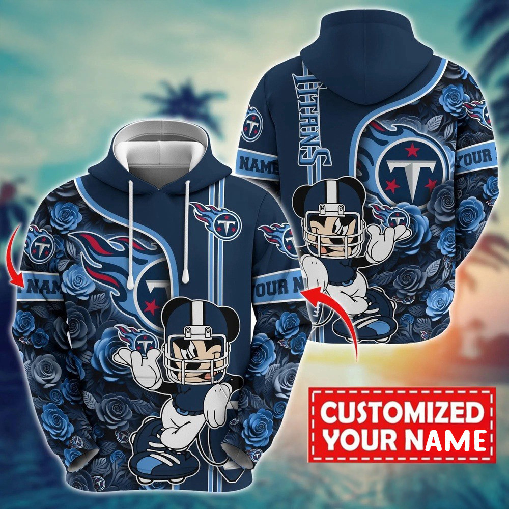 Personalized NFL Tennessee Titans Mickey Mouse Flower 3D Hoodie Gift Ideas For Football Lovers