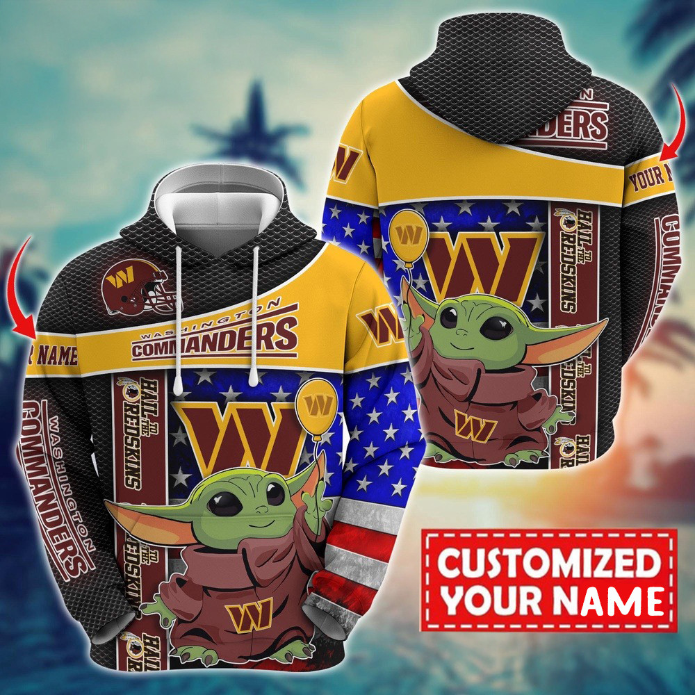 Personalized NFL Washington Commanders Baby Yoda Hoodie Unique Gifts For Football Lovers