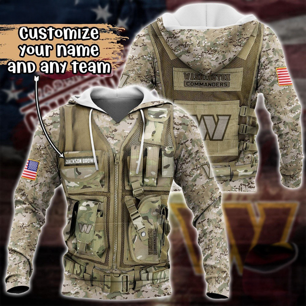 Personalized NFL Washington Commanders Camo Hoodie Unique Gifts For Football Fans