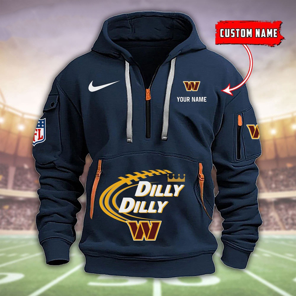 Personalized NFL Washington Commanders Dilly Dilly Quarter Zip Hoodie For Football Fans