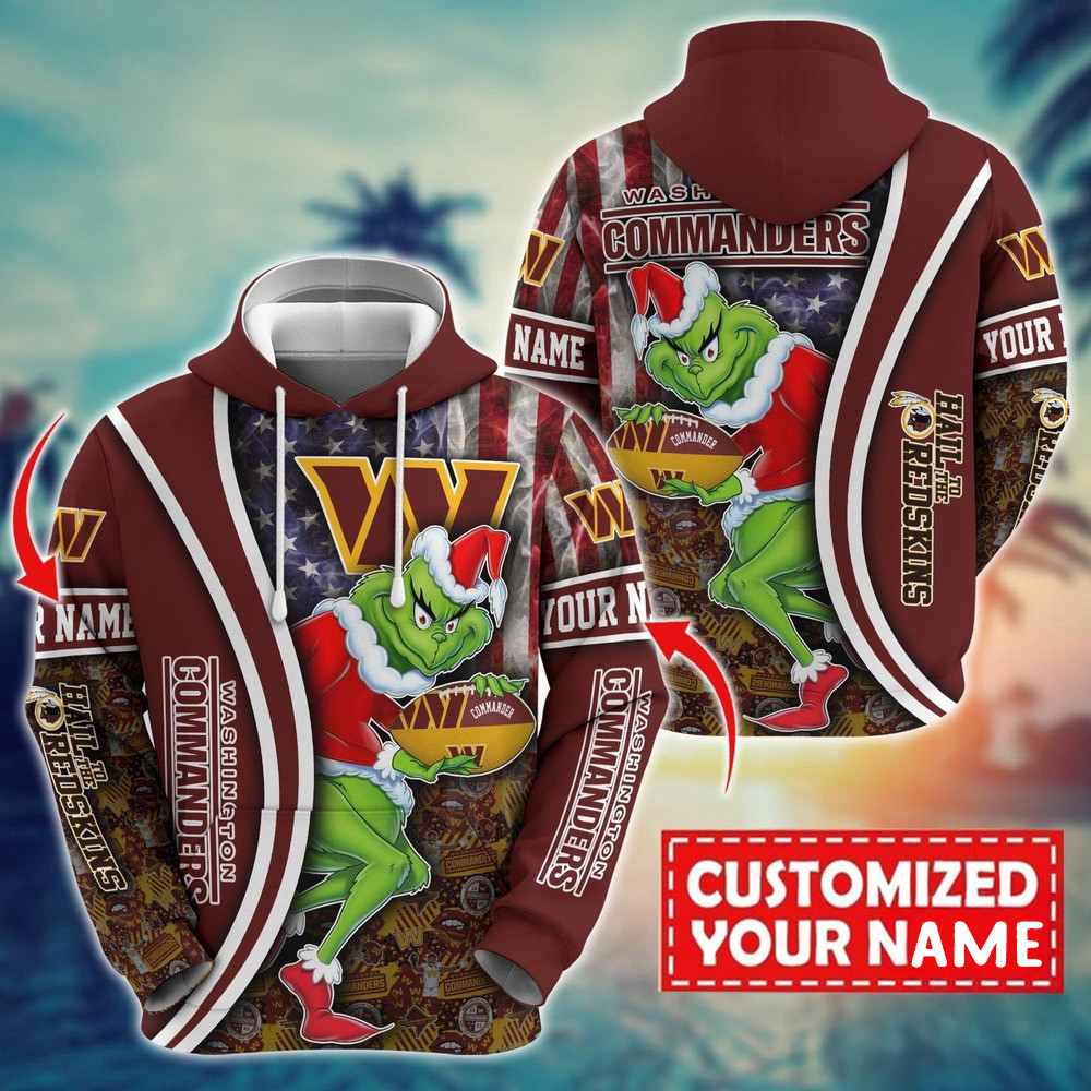 Personalized NFL Washington Commanders Grinch Hoodie Best Gifts For NFL Fans