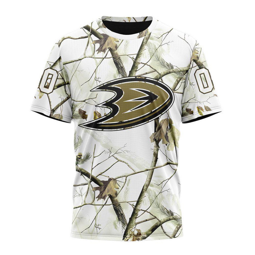 Personalized NHL Anaheim Ducks Winter Hunting Camo Shirt Gifts For Hockey Fan
