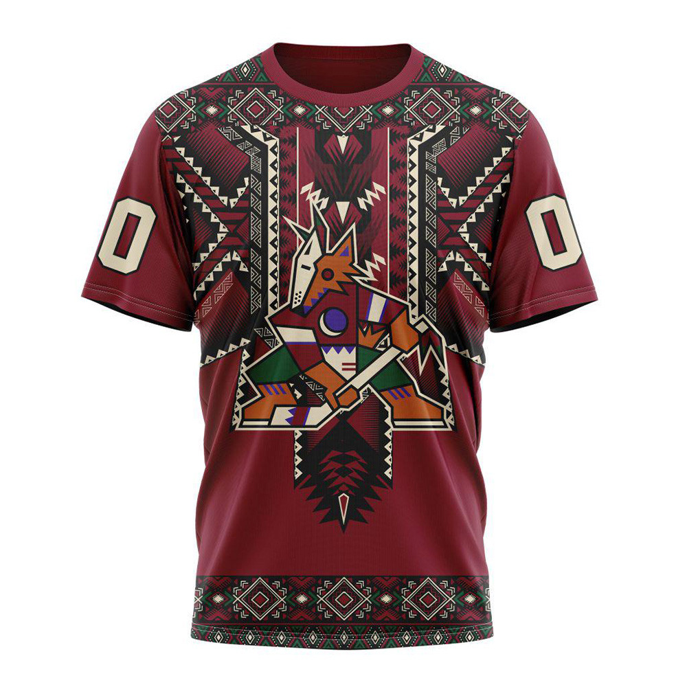 Personalized NHL Arizona Coyotes Native American Heritage Design T-Shirt Hockey Fan Gifts