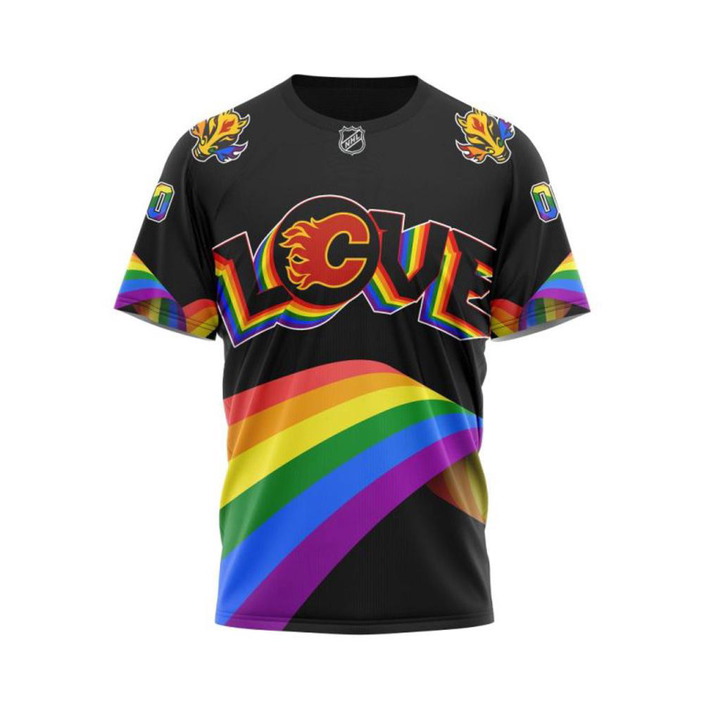 Personalized NHL Calgary Flames Lover LGBT Pride Month Shirt Unique Gifts For Hockey Lovers