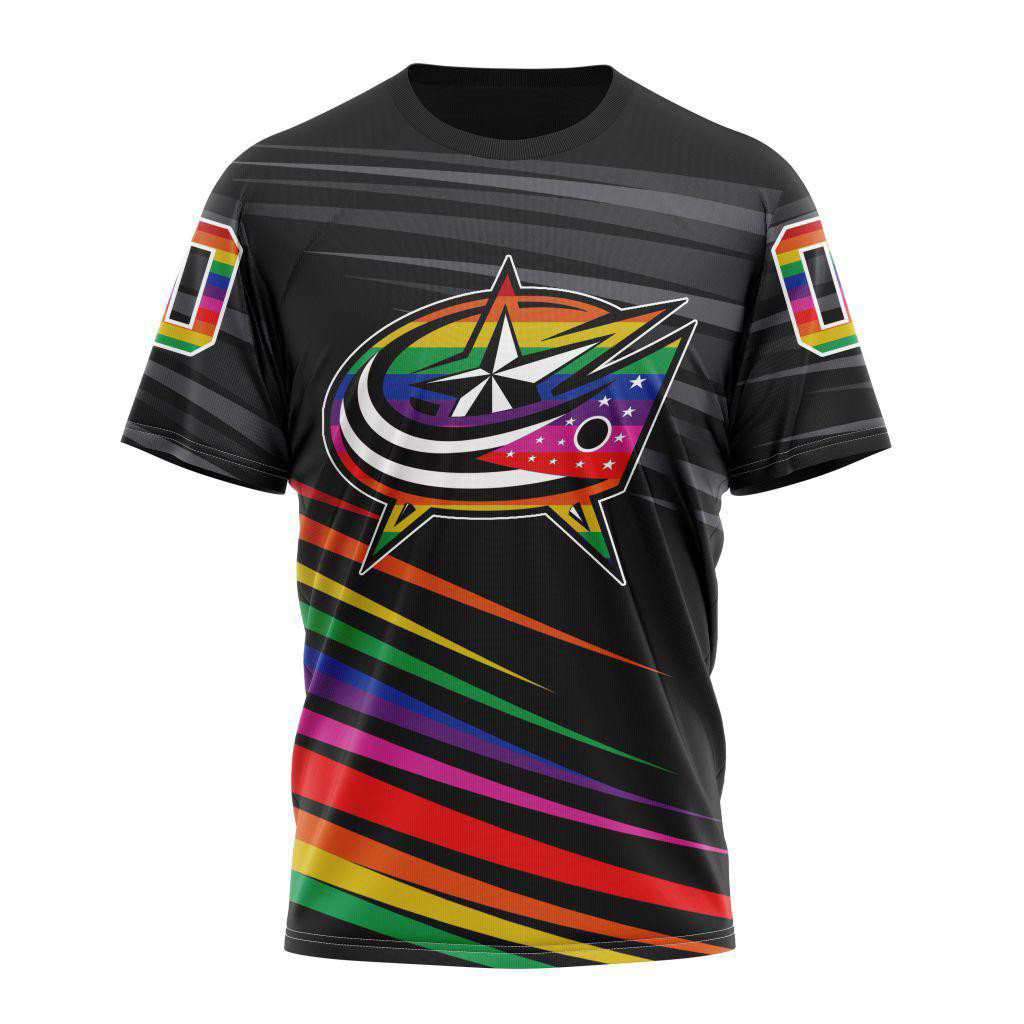 Personalized NHL Columbus Blue Jackets LGBT Pride T-Shirt Gift For Ice Hockey Team