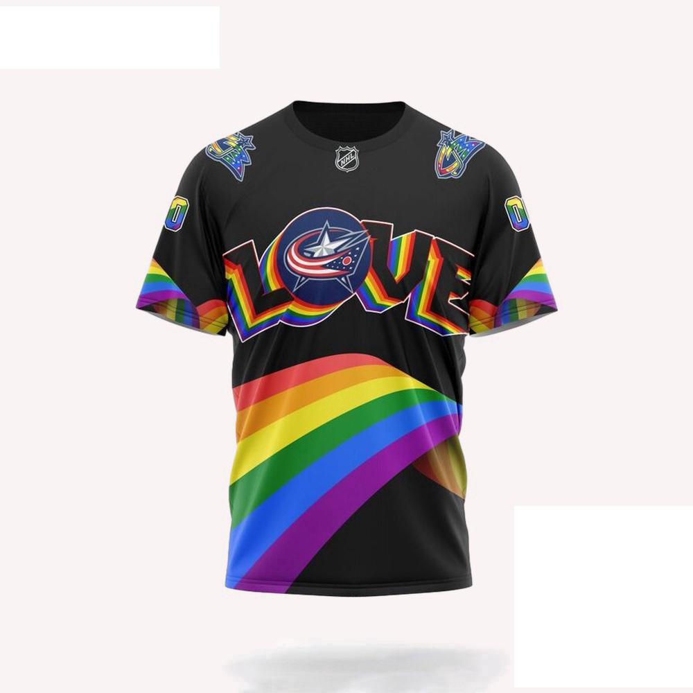 Personalized NHL Columbus Blue Jackets Lover LGBT Pride Month Shirt Cool Gifts For Hockey Fans
