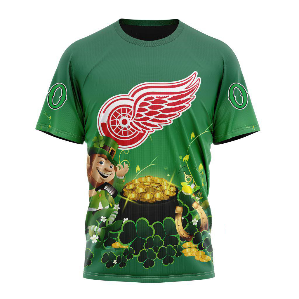 Personalized NHL Detroit Red Wings Shirt St. Patrick's Day Hockey Team T-Shirt Fan Gifts