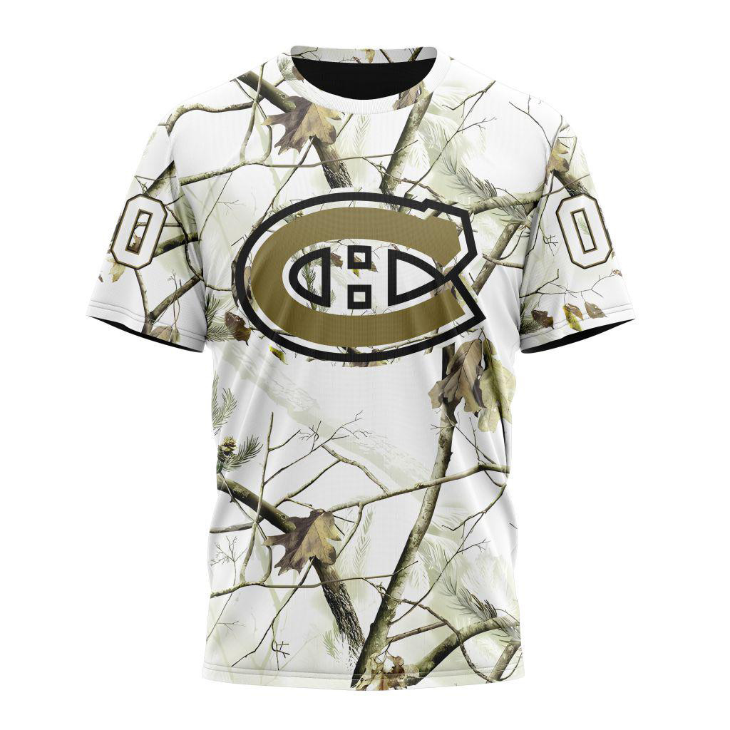 Personalized NHL Montreal Canadiens Special White Winter Hunting Camo T Shirt Gift For Son