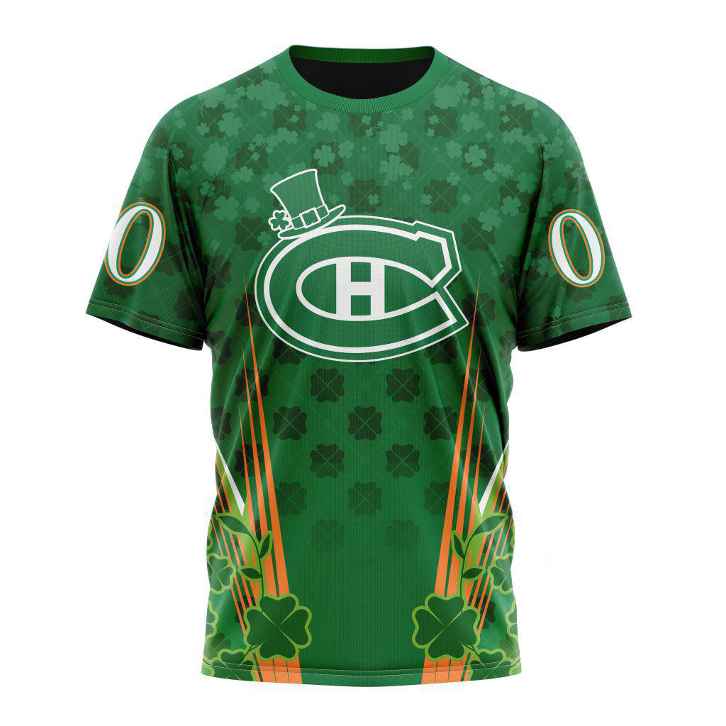 Personalized NHL Montreal Canadiens St. Patrick's Day Hockey Team T-Shirt Gifts For Fan