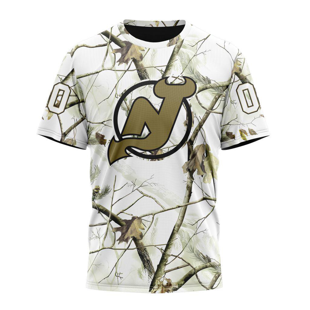 Personalized NHL New Jersey Devils Special White Winter Hunting Camo T Shirt Best Gift For My Brother