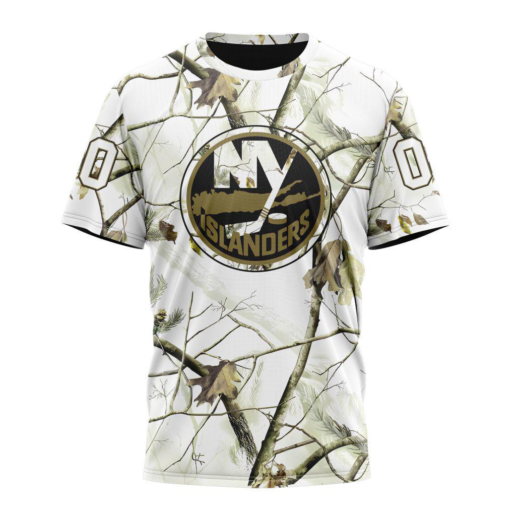 Personalized NHL New York Islanders Special White Winter Hunting Camo T Shirt Gifts For Young Men