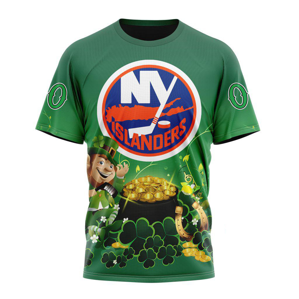 Personalized NHL New York Islanders St. Patrick's Day Hockey Team T-Shirt Gifts For Fan