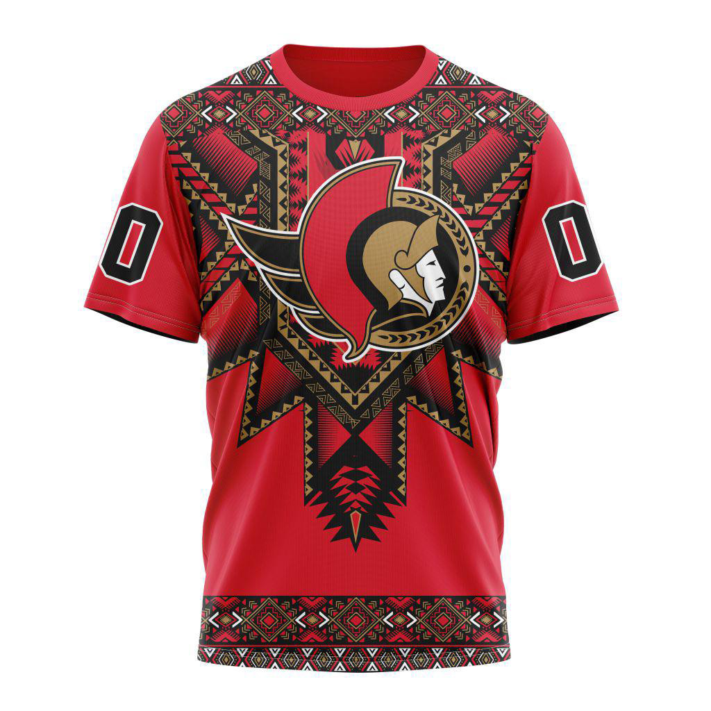 Personalized NHL Ottawa Senators Native American Heritage Design T-Shirt Hockey Lover Gifts