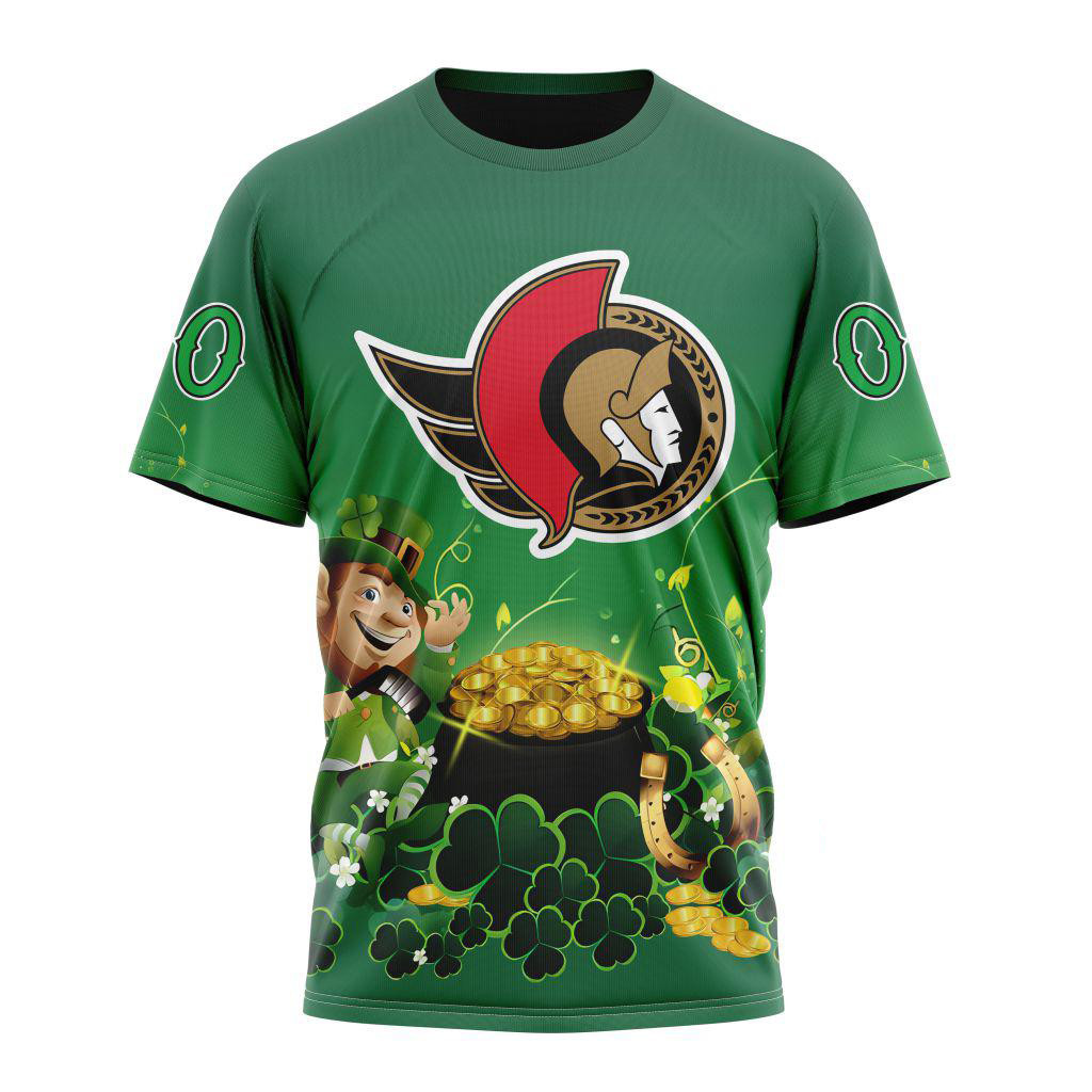 Personalized NHL Ottawa Senators St. Patrick's Day Hockey Team T-Shirt Gifts For Fan